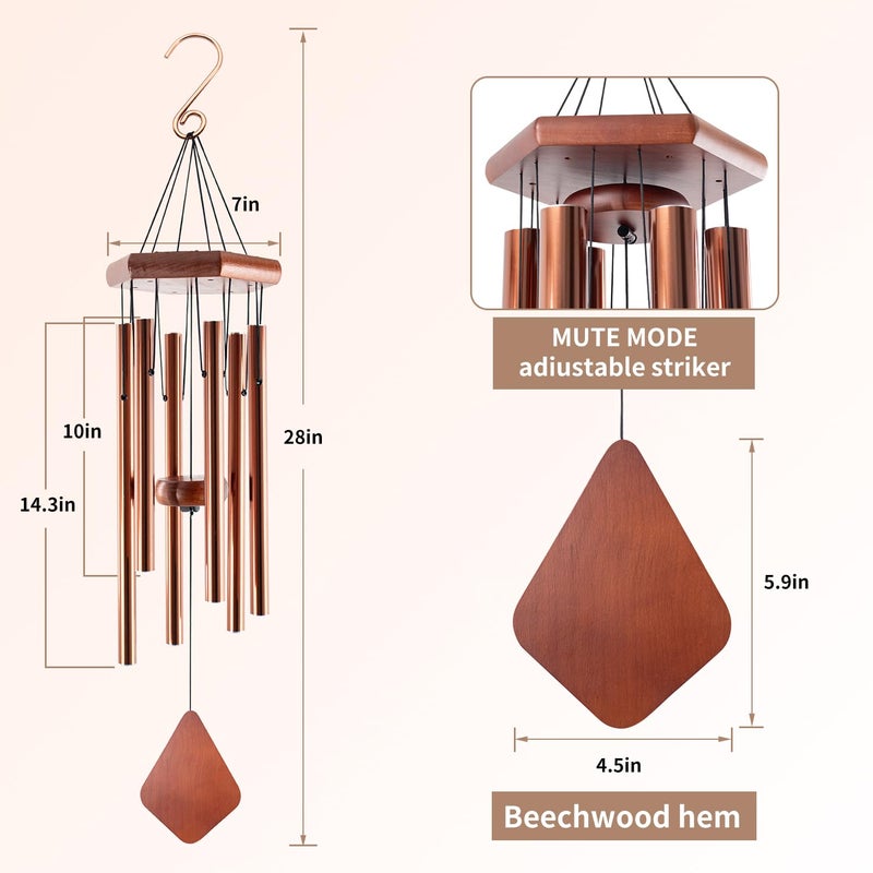 Howarmer Small Bronze Wind Chimes - 28 Inch Outdoor Tuned Melody, Sympathy Gift for Mom/Housewarming, Outside Decoration - Image 3